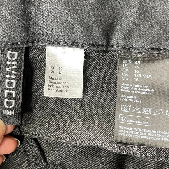 H&M Black Shiny Skinny Superstretch Faux Leather 5 Pocket Jean Pants Plus sz 16 - Picture 6 of 6